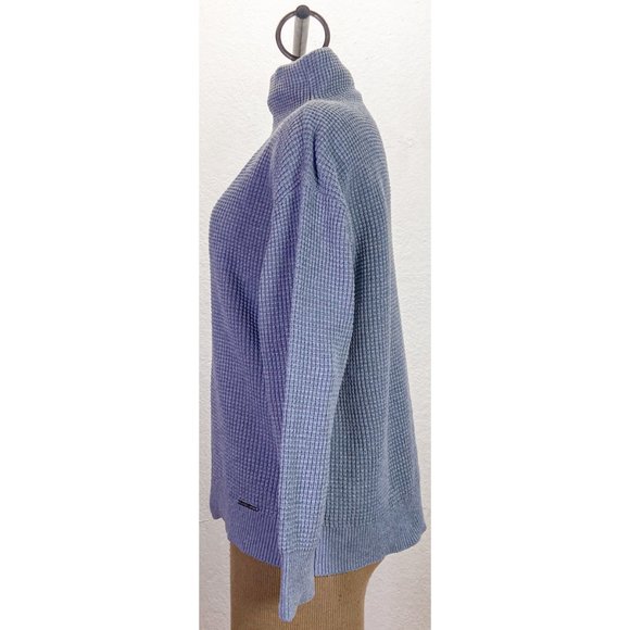 EUC Michael Kors Grey Cotton Turtleneck Midweight Knit Textured Logo Sweater - Picture 2 of 7